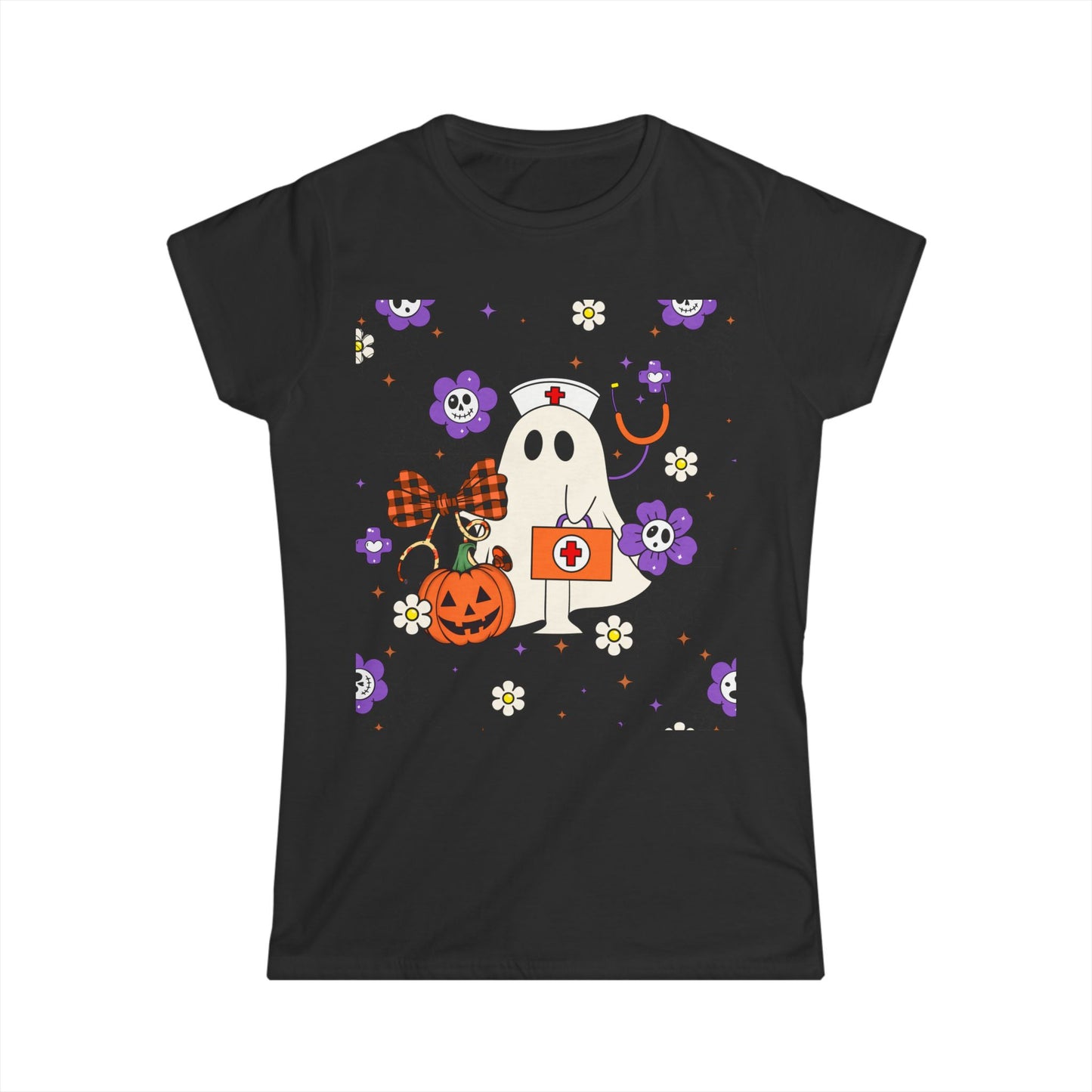 Female T-Shirt -Medical / Halloween Ghost with Medical Stuff (01a)