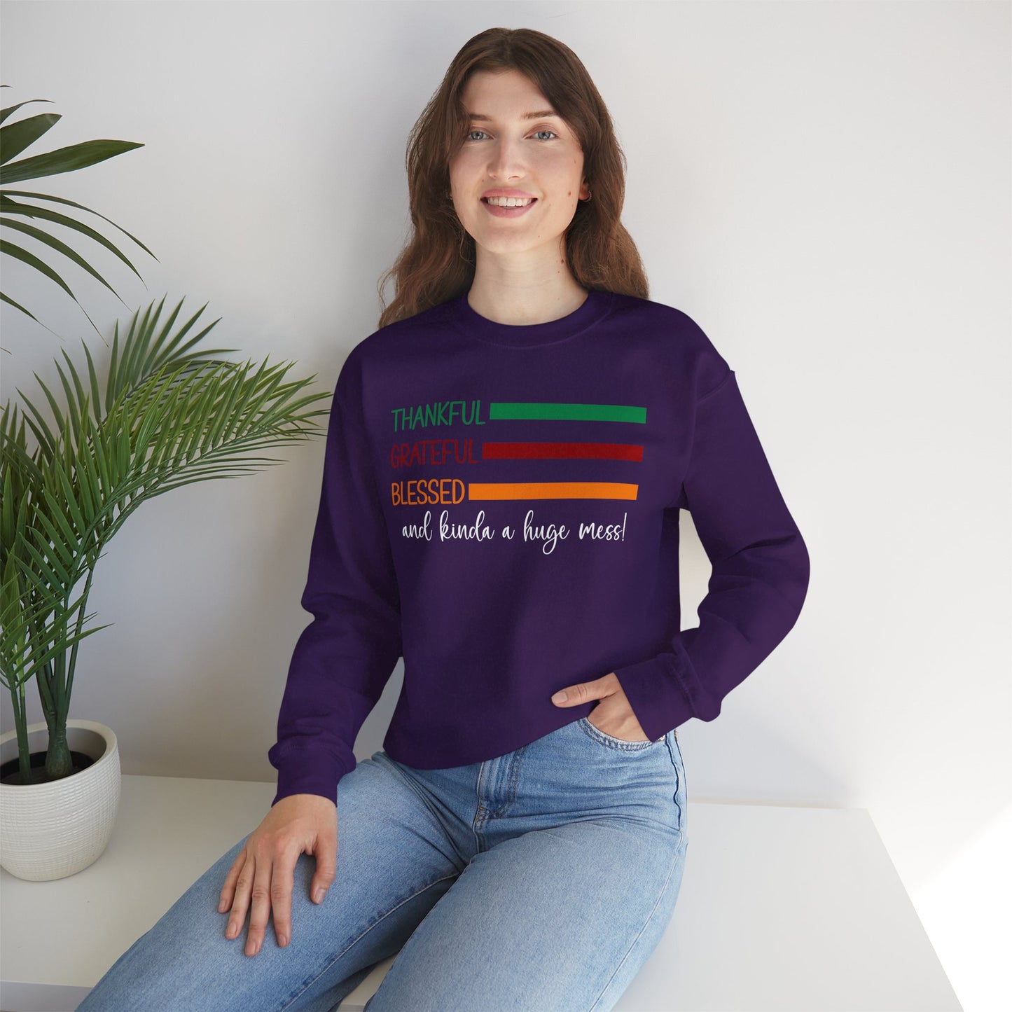 Sweatshirt - Christian - Thankful Grateful Blessed & a Mess (1a)