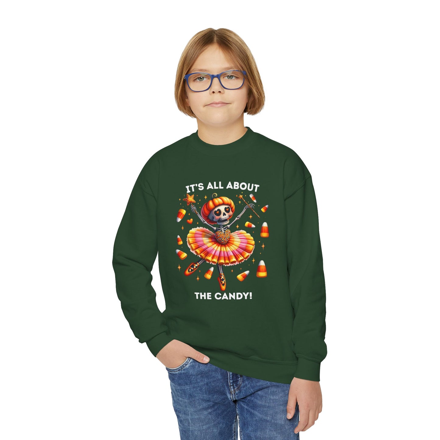 Child Sweatshirt - Halloween / Ballet Skeleton - It's all about the Candy! (01a)