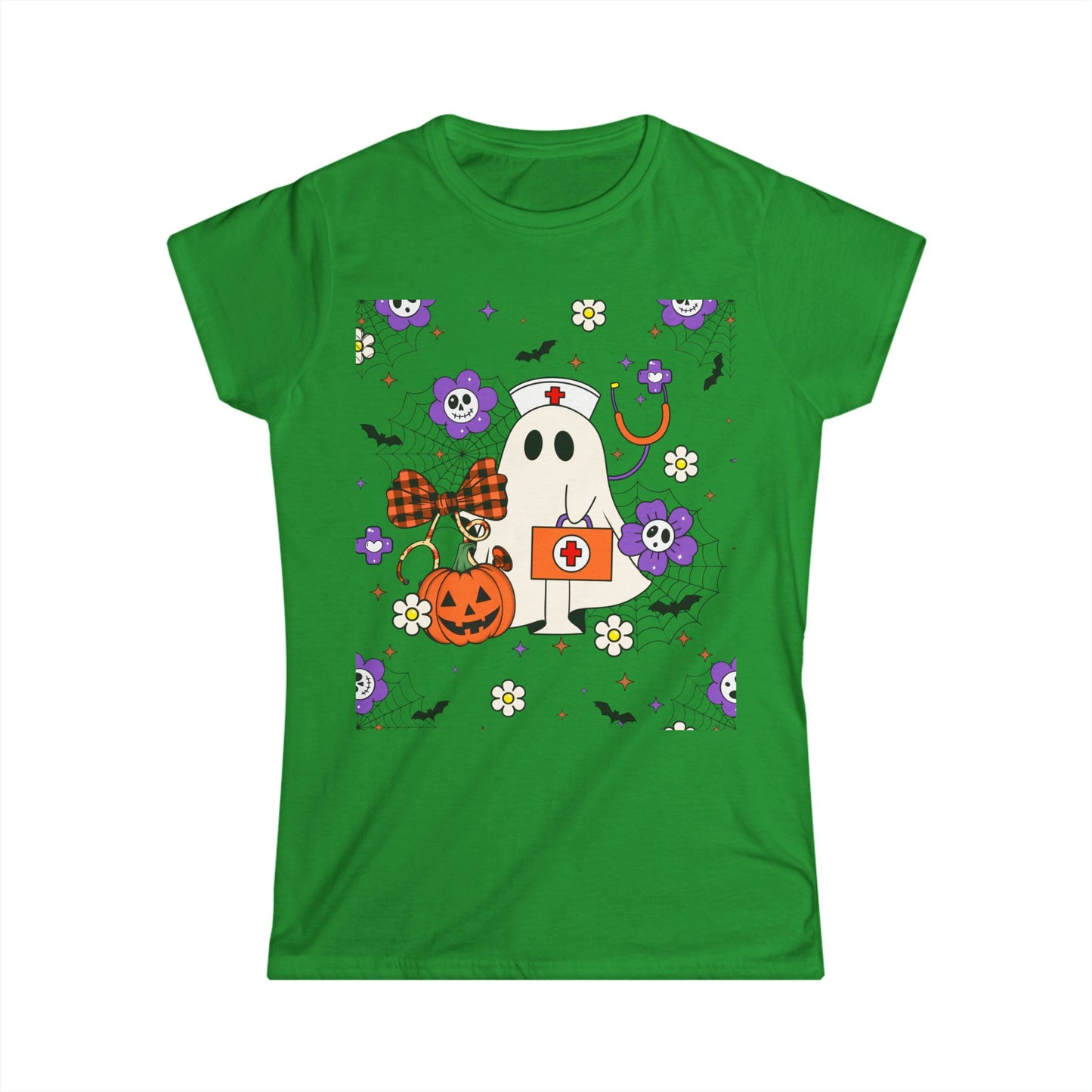 Female T-Shirt -Medical / Halloween Ghost with Medical Stuff (01a)