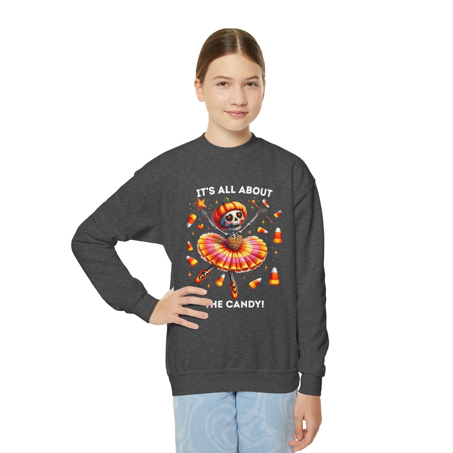 Child Sweatshirt - Halloween / Ballet Skeleton - It's all about the Candy! (01a)