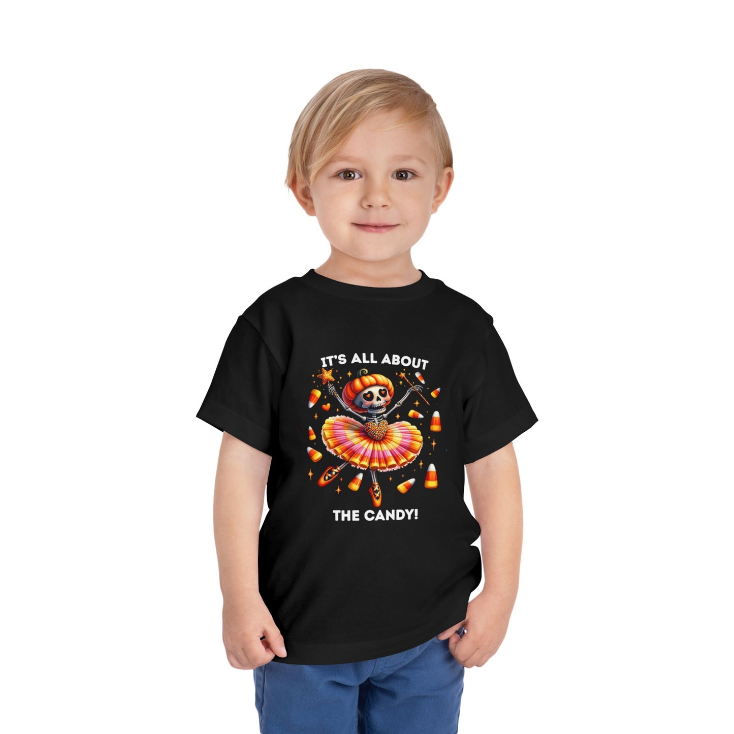 Toddler Tee - Halloween / Ballet Skeleton - It's all about the Candy! (01a)