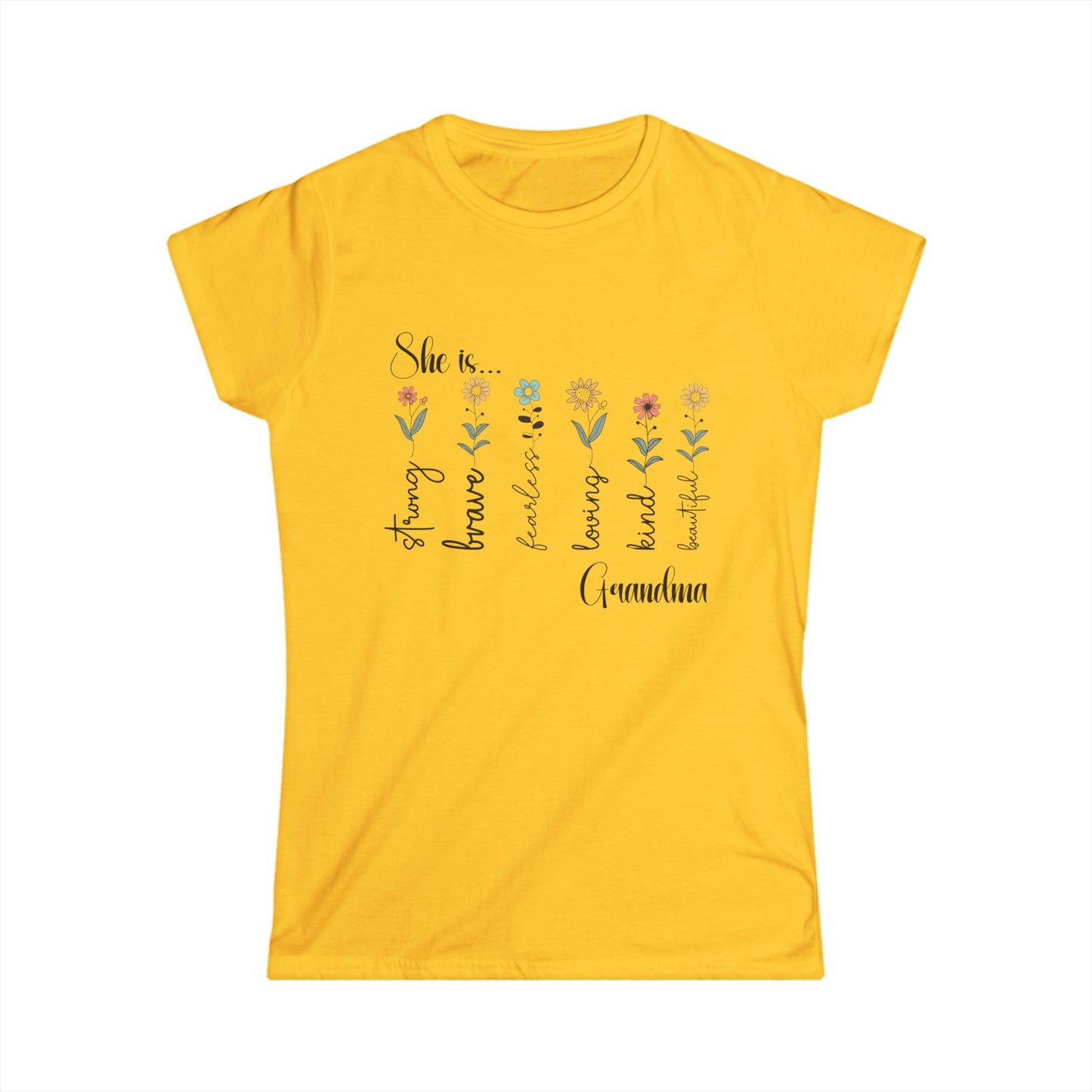 Female T-Shirt - Family / Grandma - Strong, Brave, Beautiful Floral Design (1)