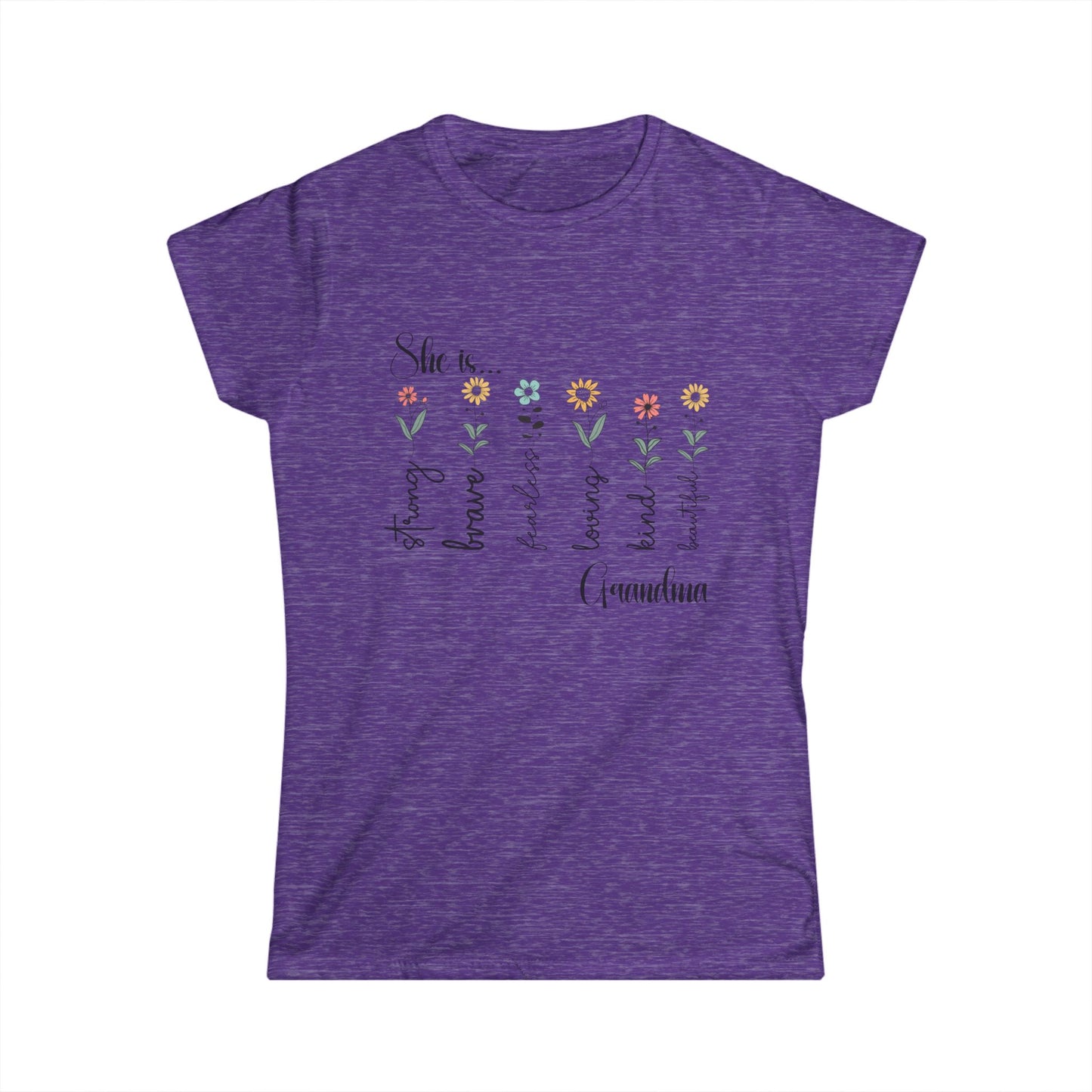 Female T-Shirt - Family / Grandma - Strong, Brave, Beautiful Floral Design (1)