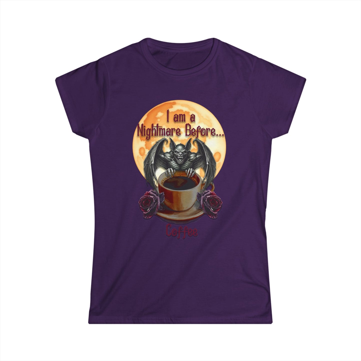 Female T-Shirt - Halloween - Nightmare Before Coffee (1a) - Front Only