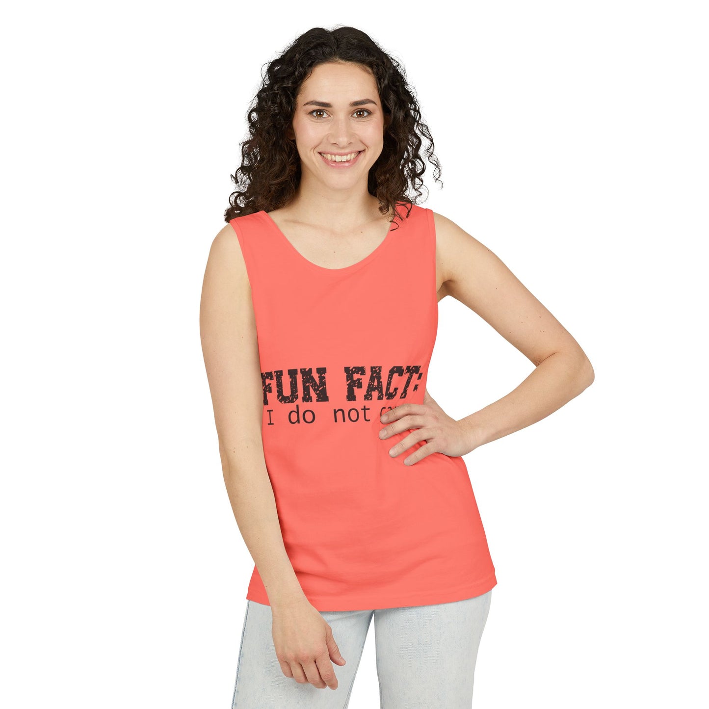 Unisex Tank Top - Funny - Fun Fact: I Do Not Care - Black Writing