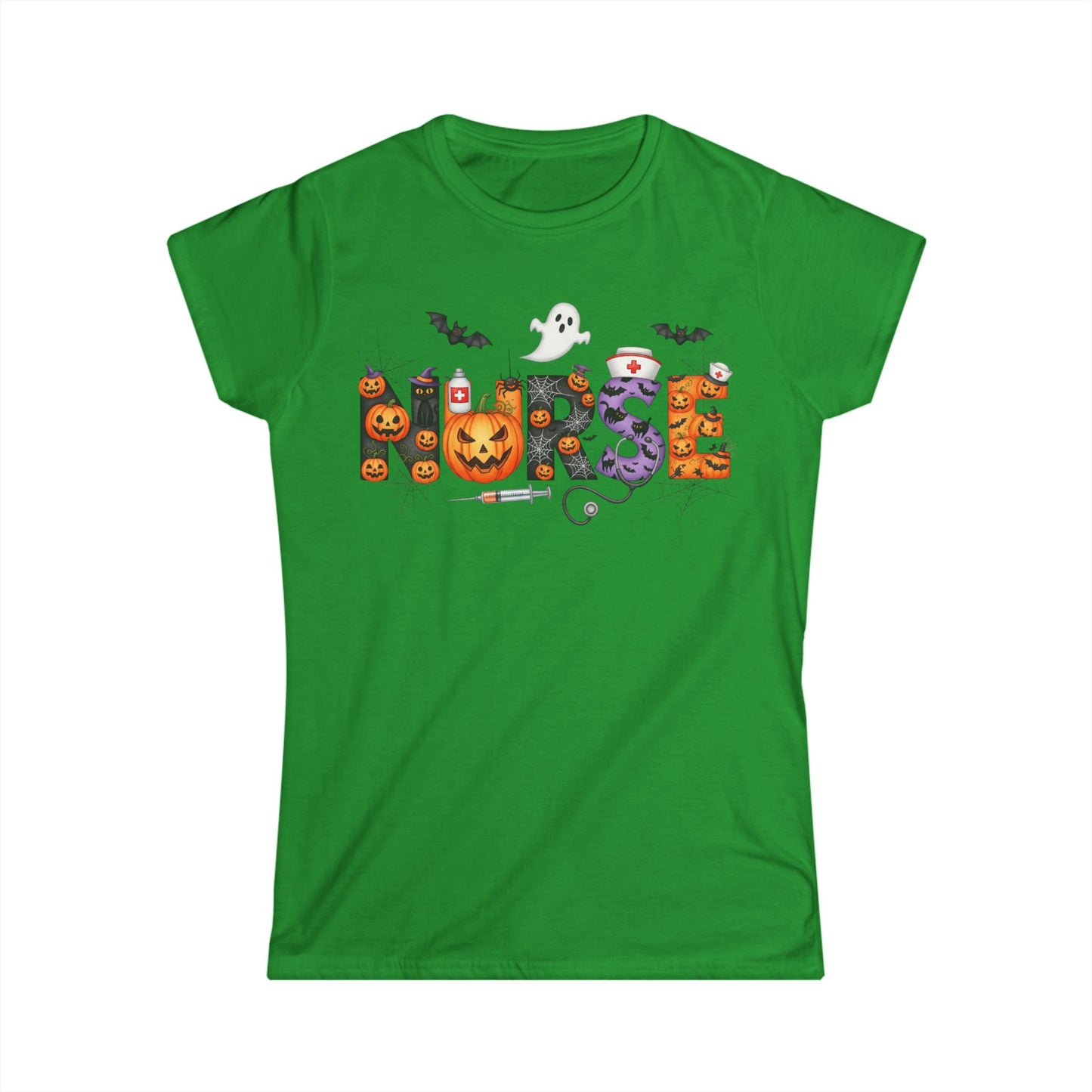 Female T-Shirt - Nurse / Halloween - Nurse w Halloween Decor (01a)