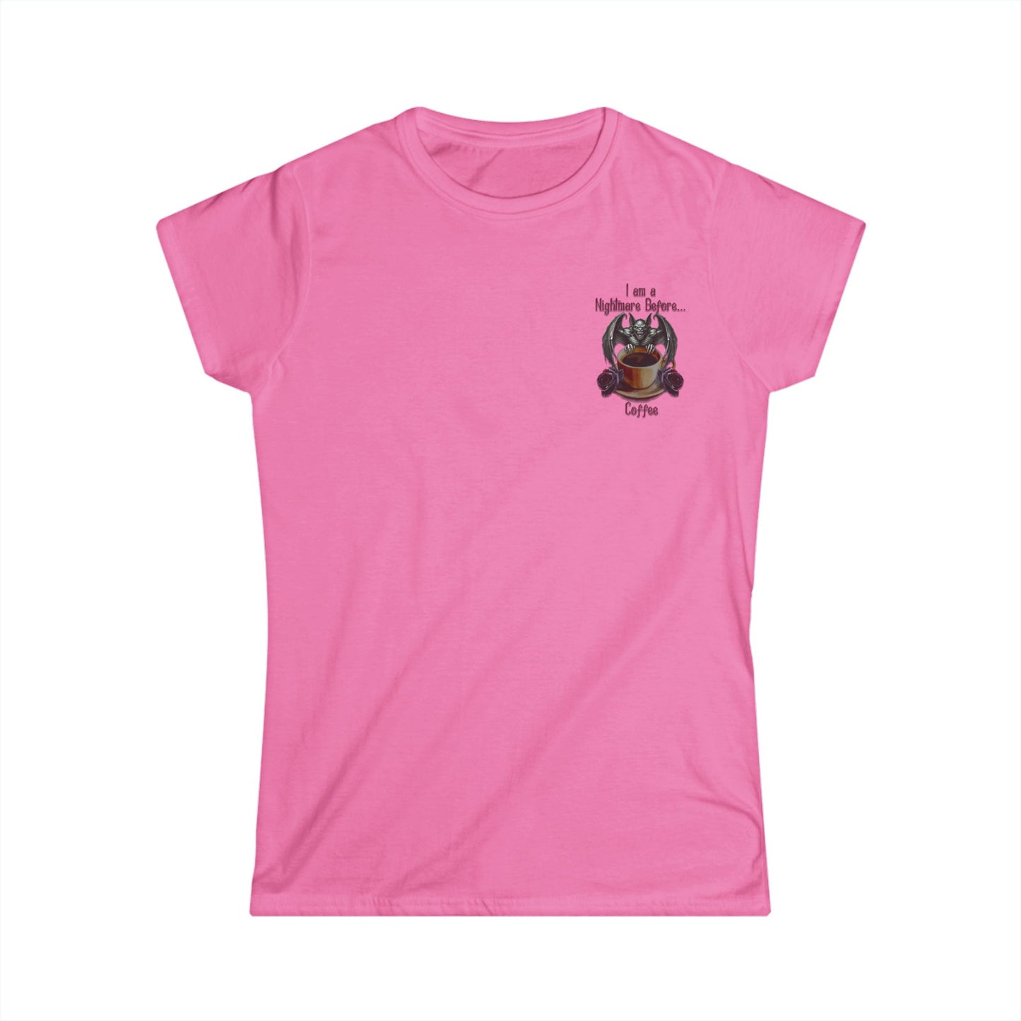 Female T-Shirt - Halloween - Nightmare Before Coffee (1b) Front / Back Printed