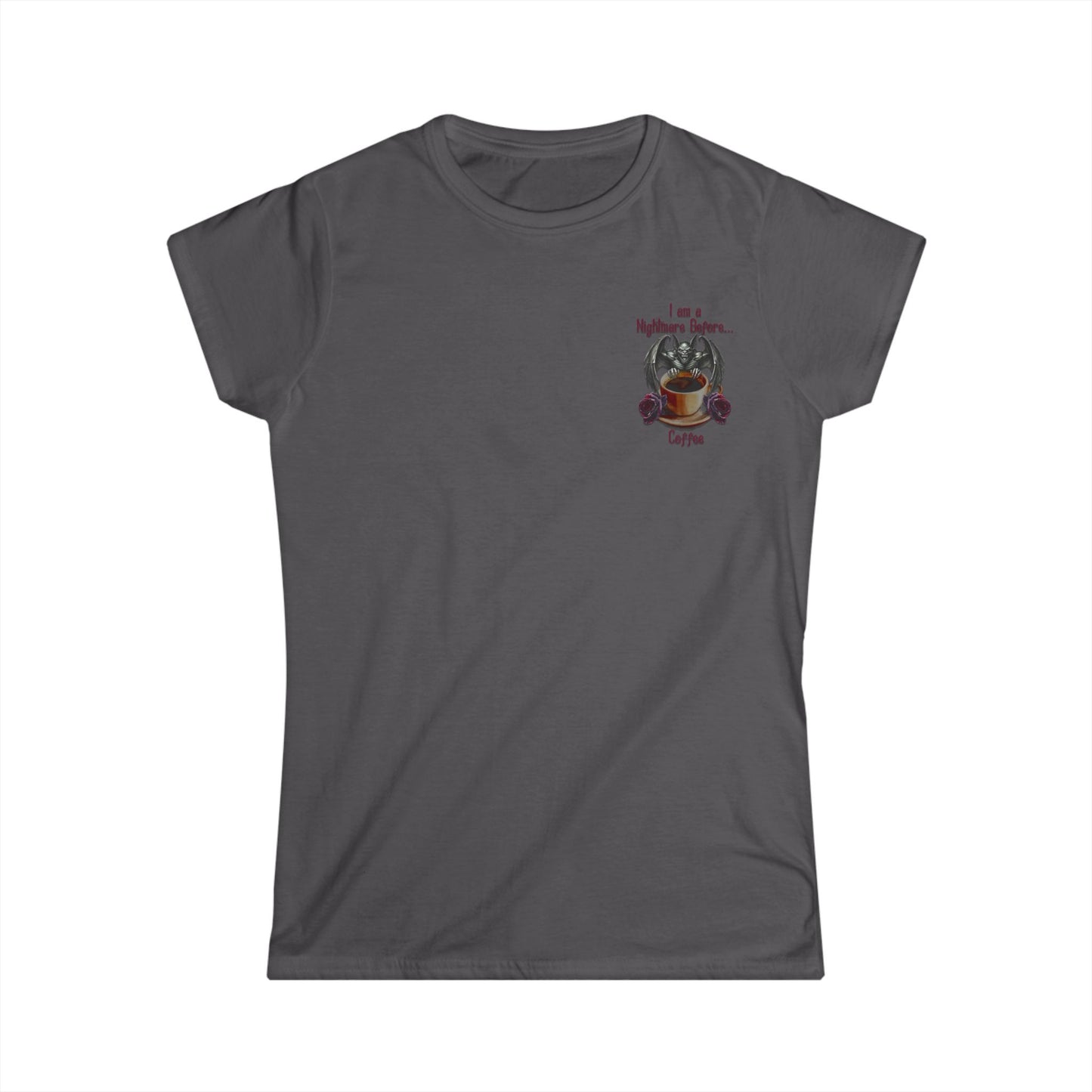 Female T-Shirt - Halloween - Nightmare Before Coffee (1b) Front / Back Printed