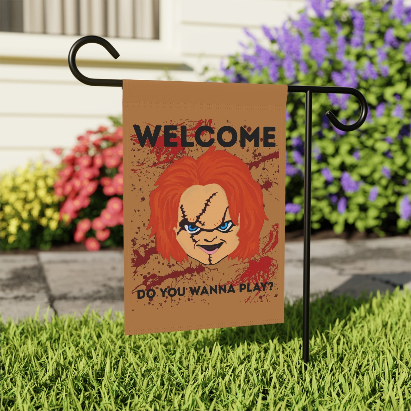 Garden Flag - Halloween - Welcome - Wanna Play (01a)