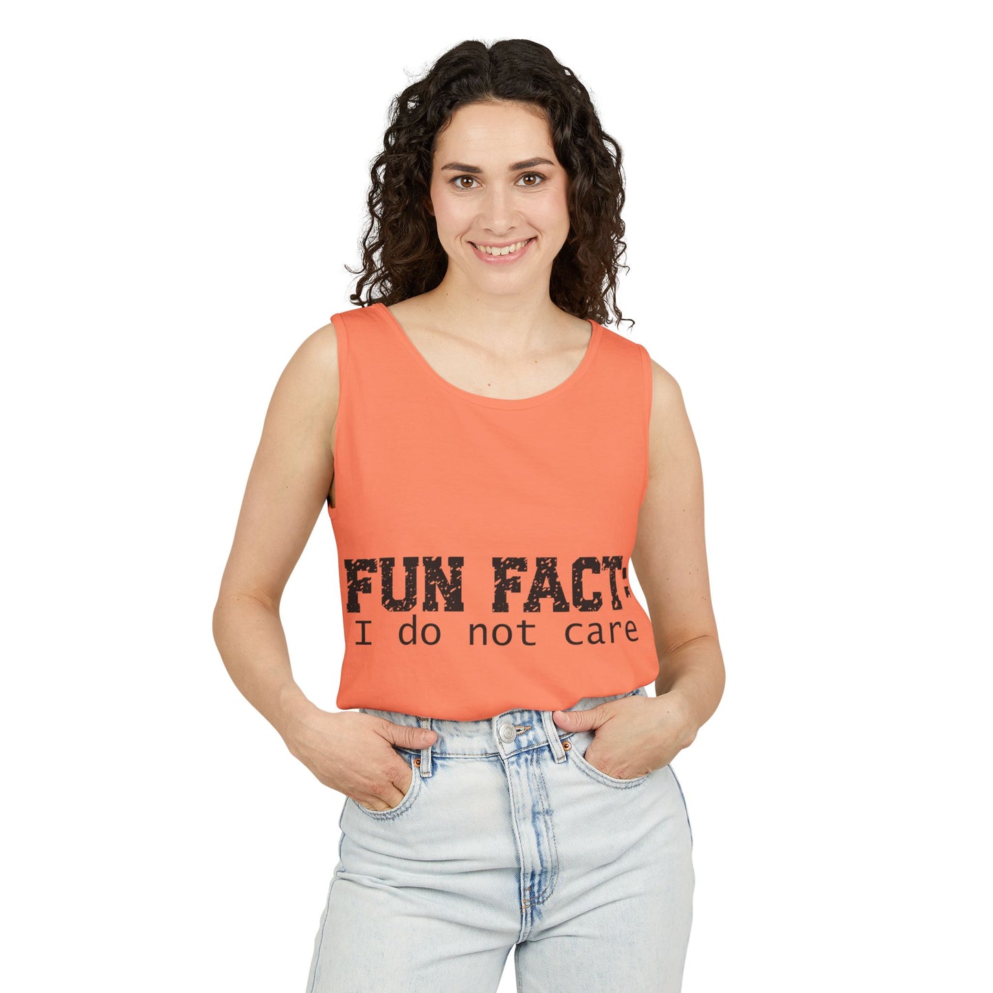 Unisex Tank Top - Funny - Fun Fact: I Do Not Care - Black Writing