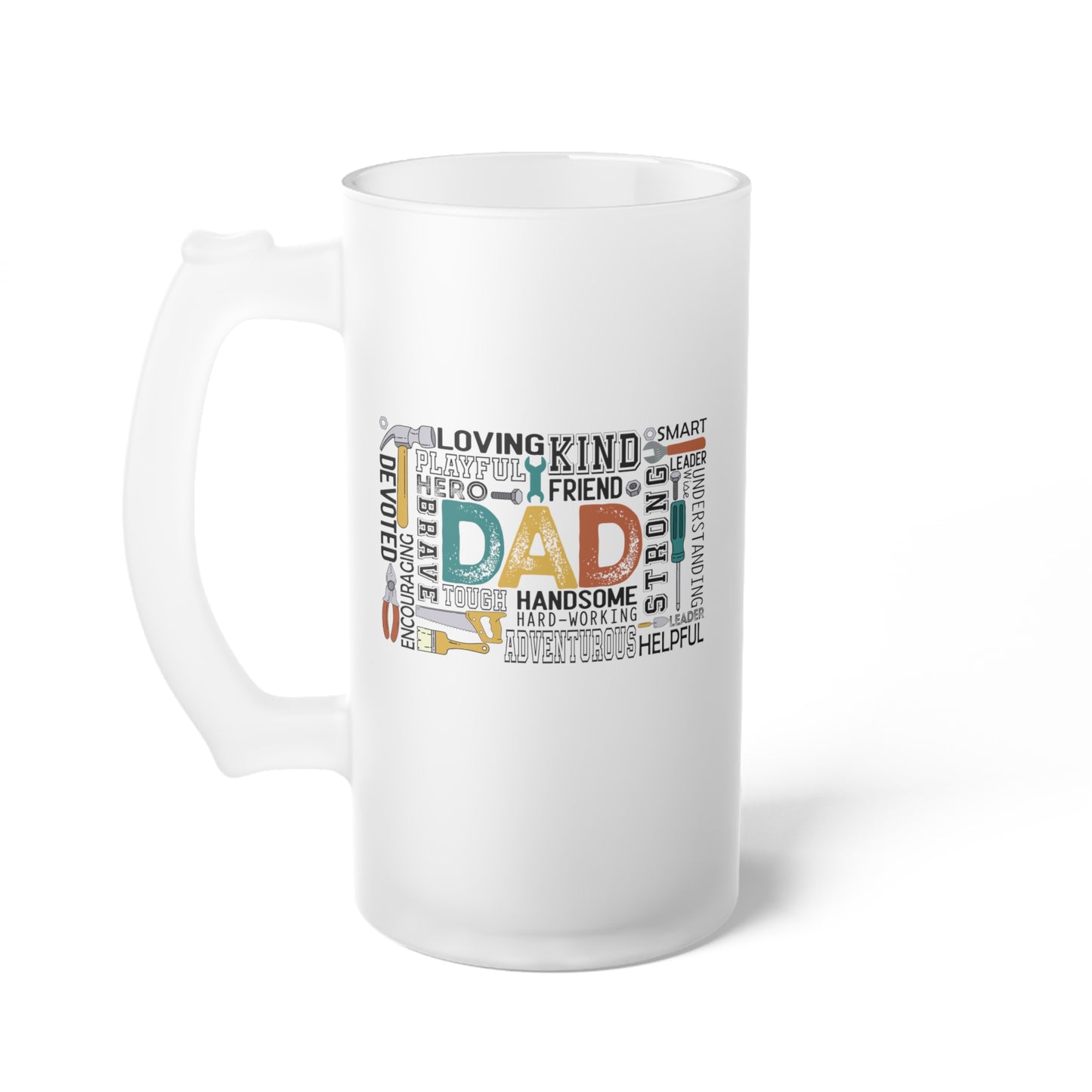 Frosted Glass Beer Mug - Dad - Handyman Dad (1)
