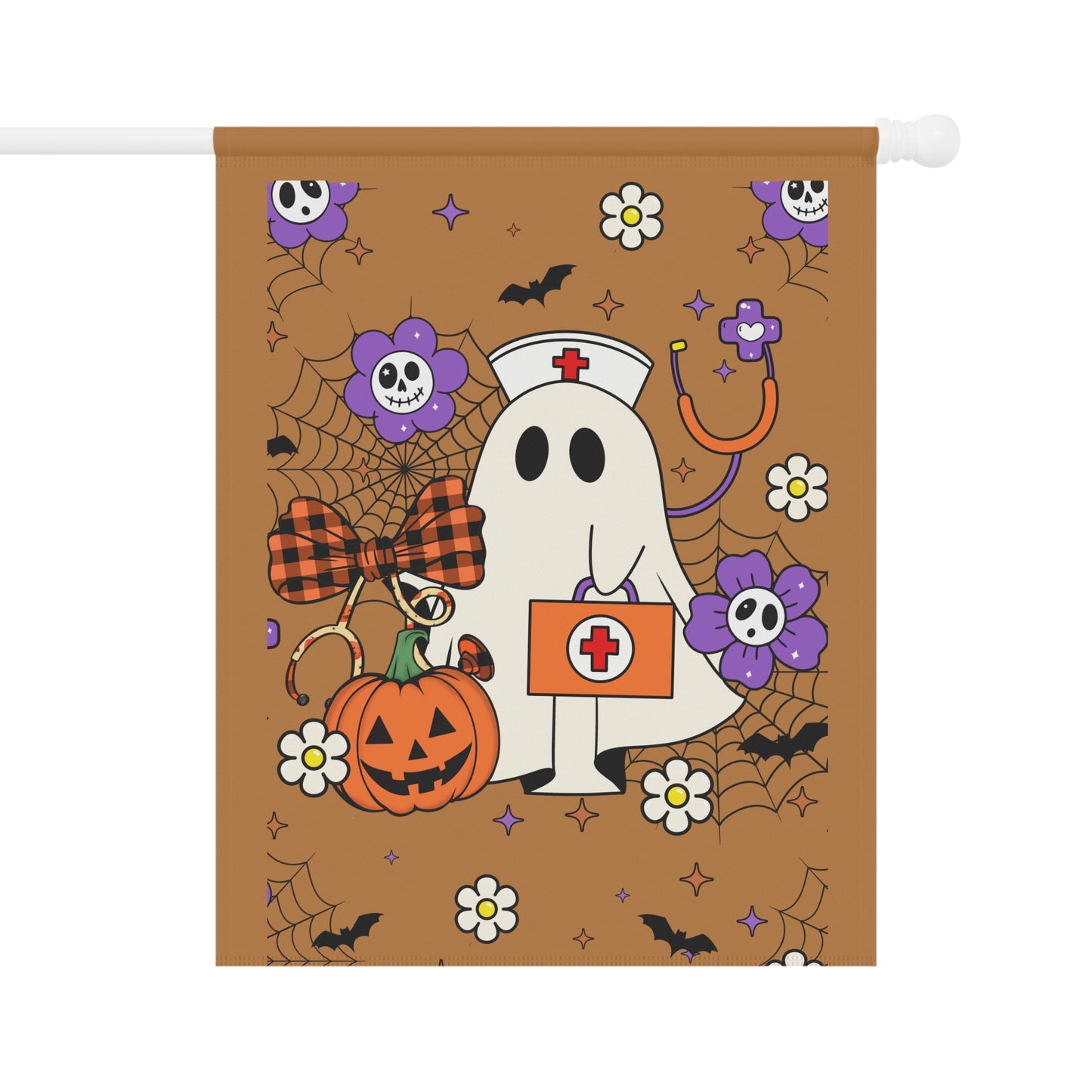 Garden Flag - Medical / Halloween Ghost with Medical Stuff (01a)