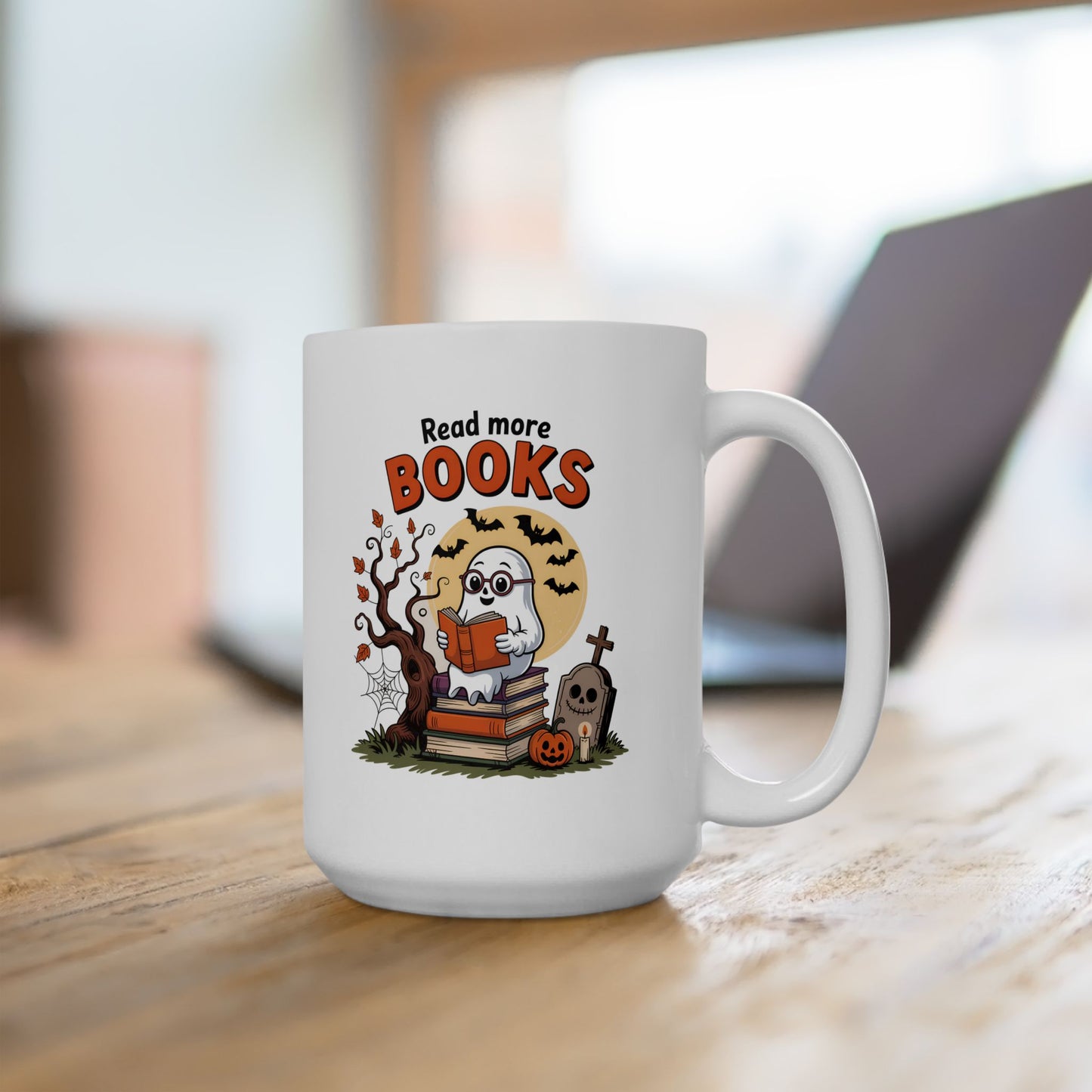 Ceramic Mug - Teacher / Halloween - Read More Books (01a)