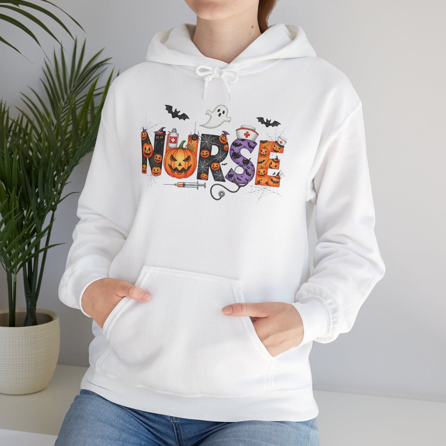 Heavy Blend Hoodie - Nurse / Halloween - Nurse w Halloween Decor (01a)