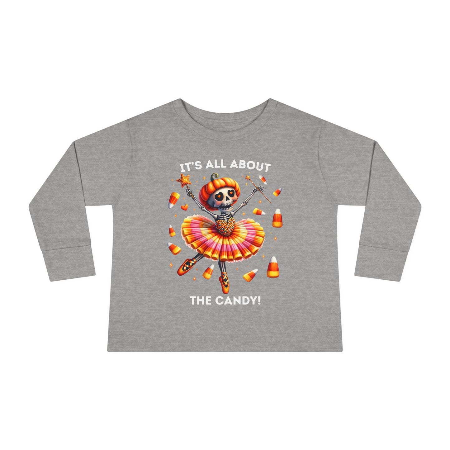 Toddler LS Tee - Halloween / Ballet Skeleton - It's all about the Candy! (01a)