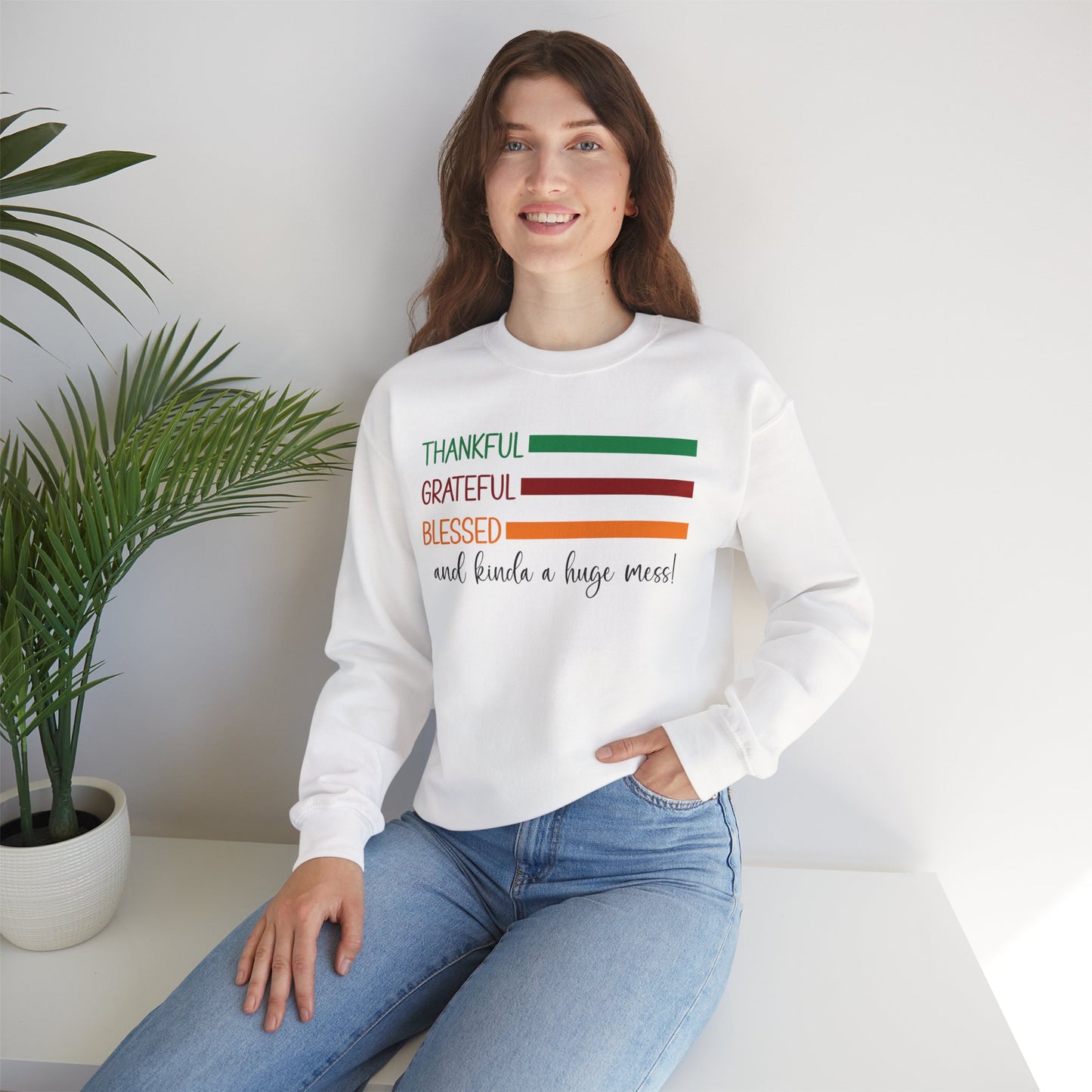 Sweatshirt - Christian - Thankful Grateful Blessed & a Mess (1a)