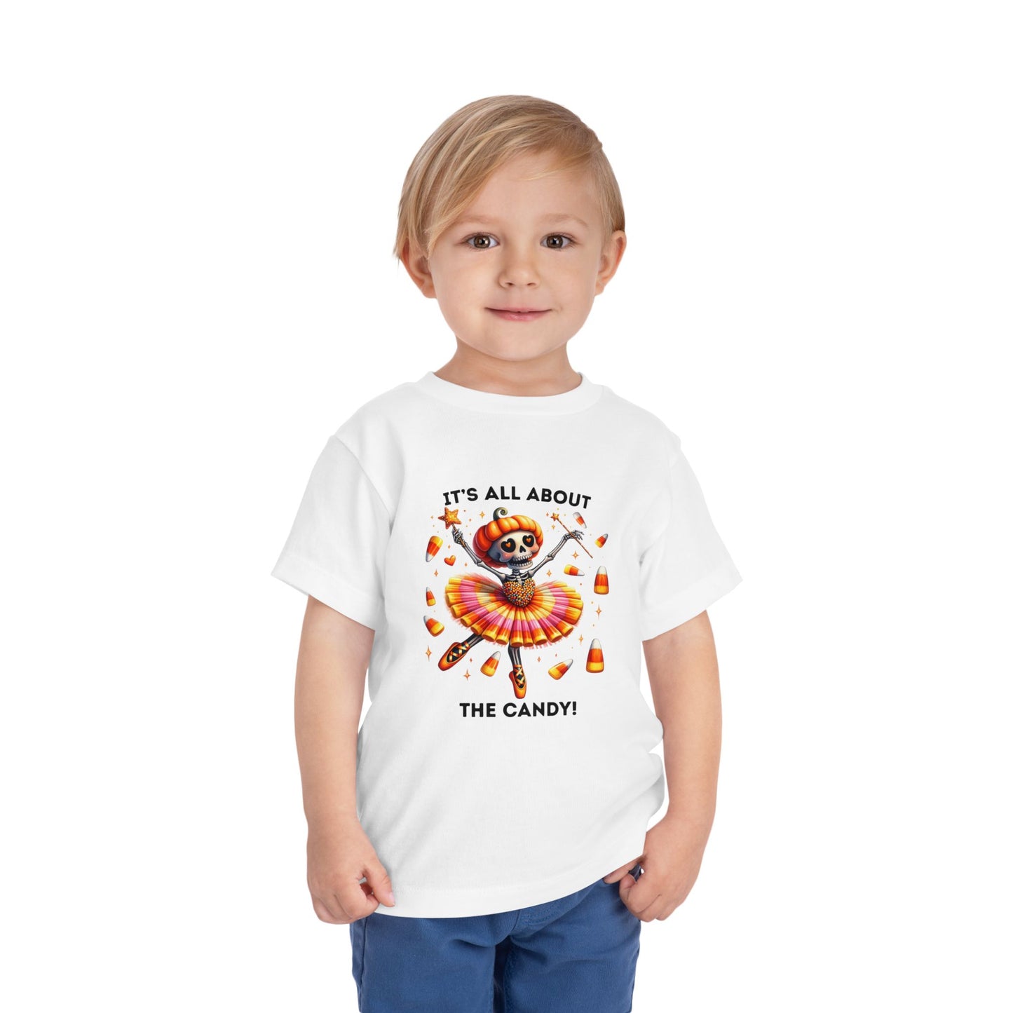 Toddler Tee - Halloween / Ballet Skeleton - It's all about the Candy! (01a)
