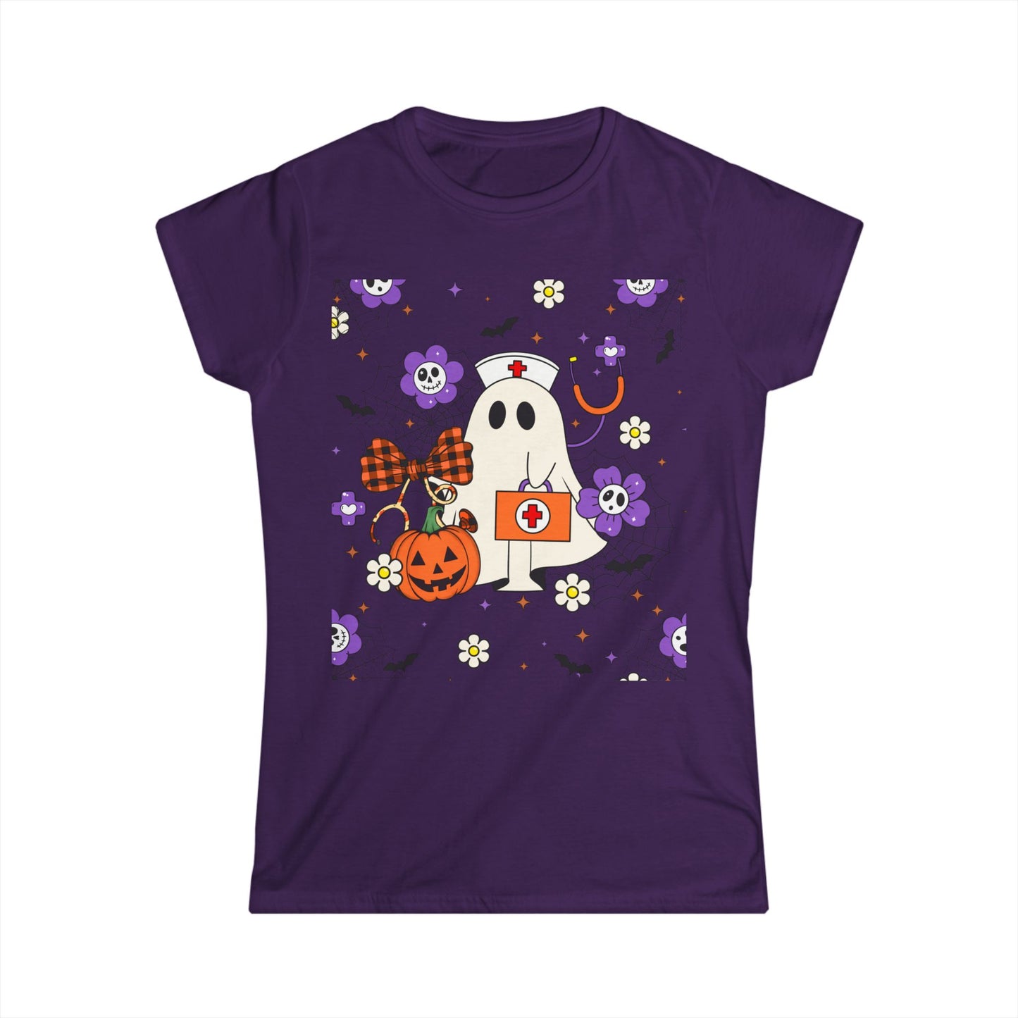 Female T-Shirt -Medical / Halloween Ghost with Medical Stuff (01a)