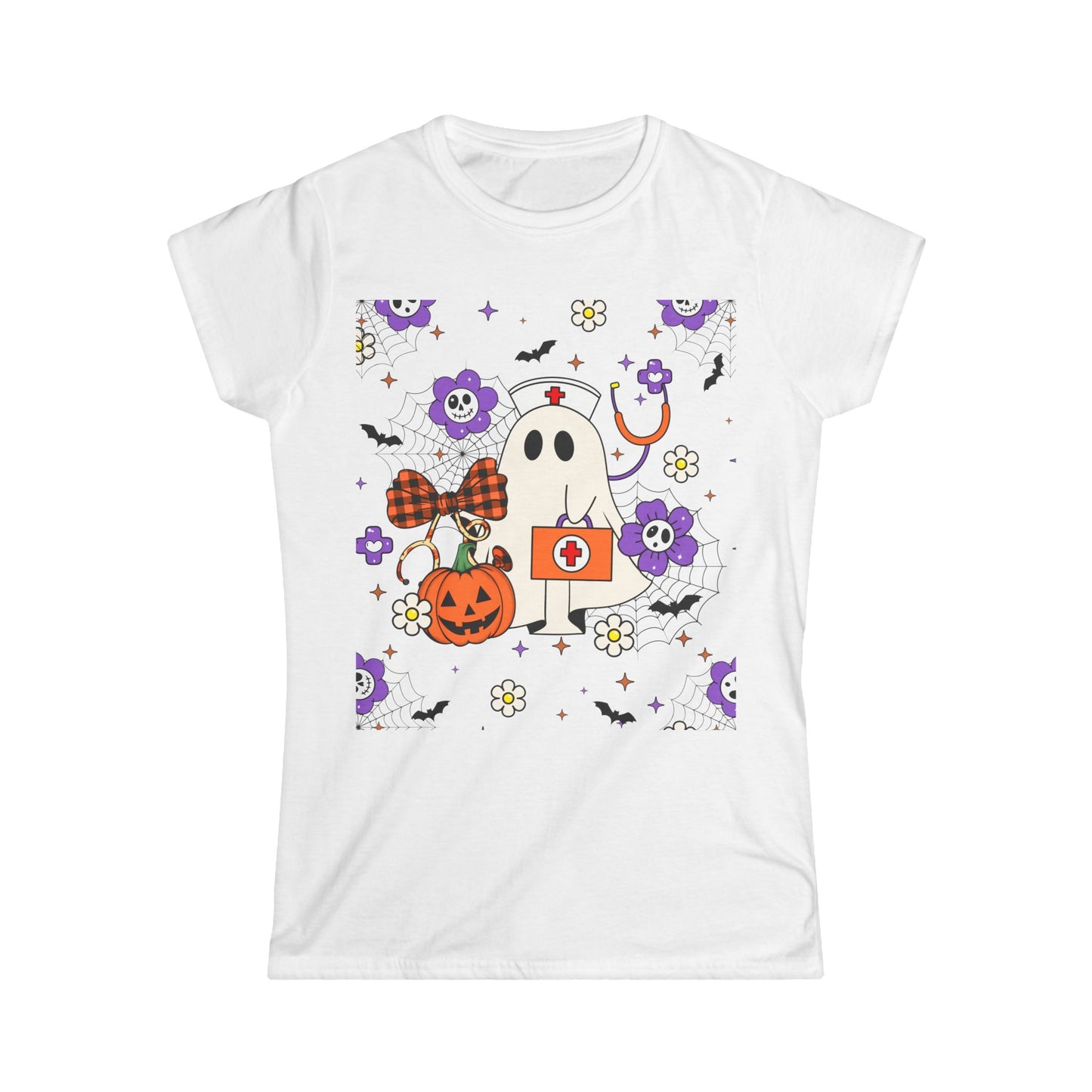 Female T-Shirt -Medical / Halloween Ghost with Medical Stuff (01a)