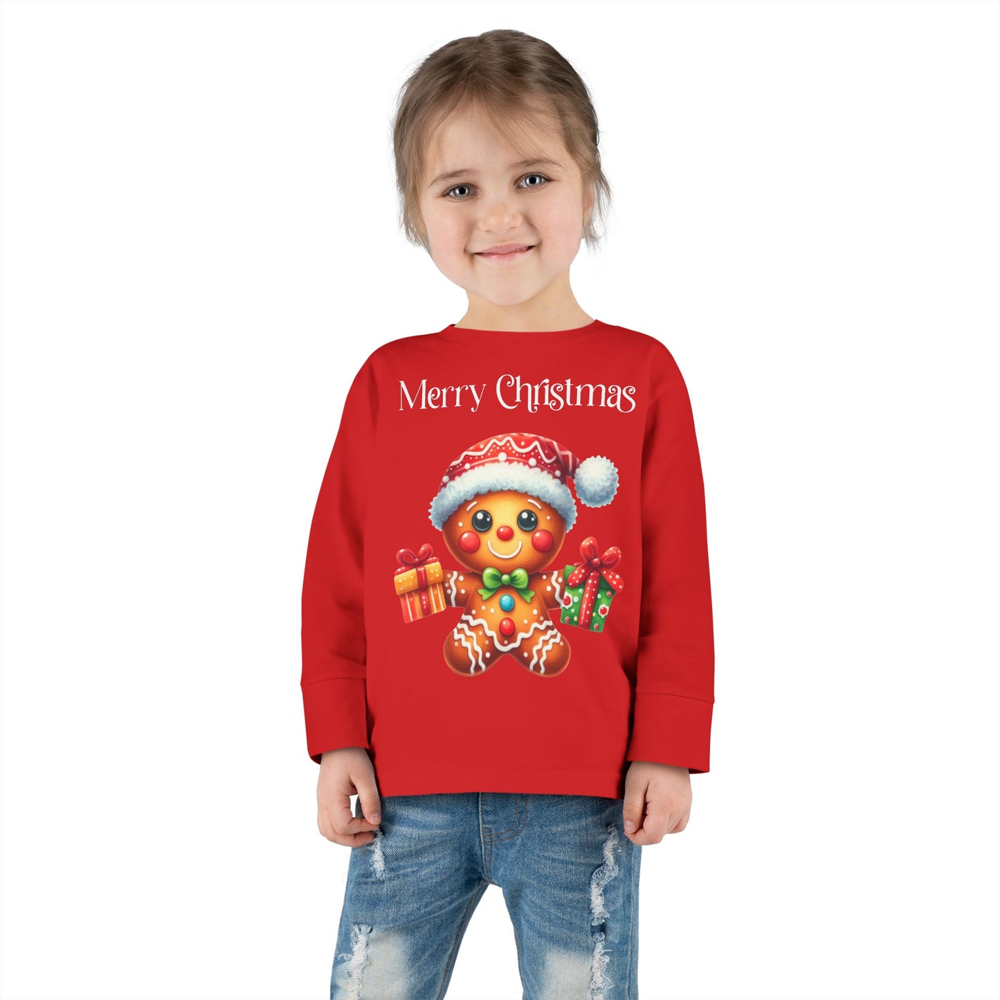 Toddler LS Tee - Christmas - Gingerbread - Merry Christmas (01a)