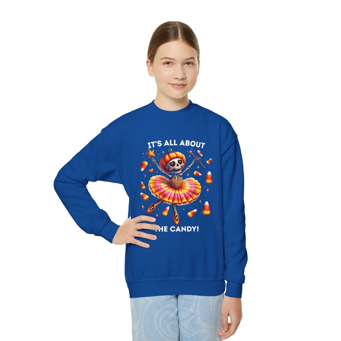 Child Sweatshirt - Halloween / Ballet Skeleton - It's all about the Candy! (01a)