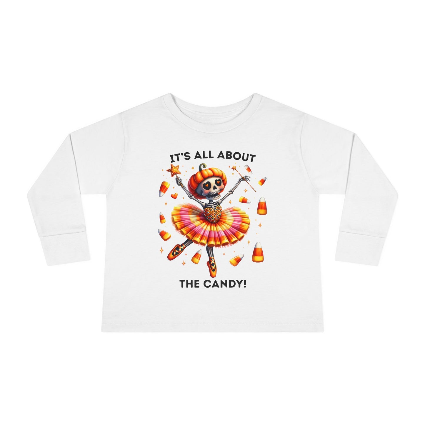 Toddler LS Tee - Halloween / Ballet Skeleton - It's all about the Candy! (01a)