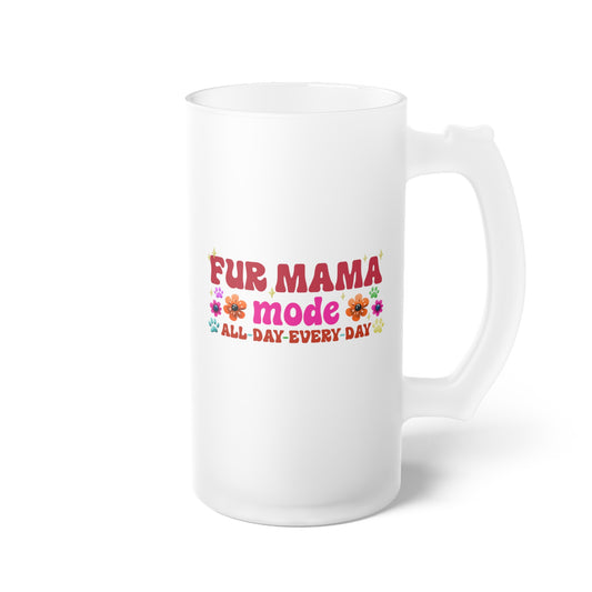 Frosted Glass Beer Mug - Fur Mama (1)