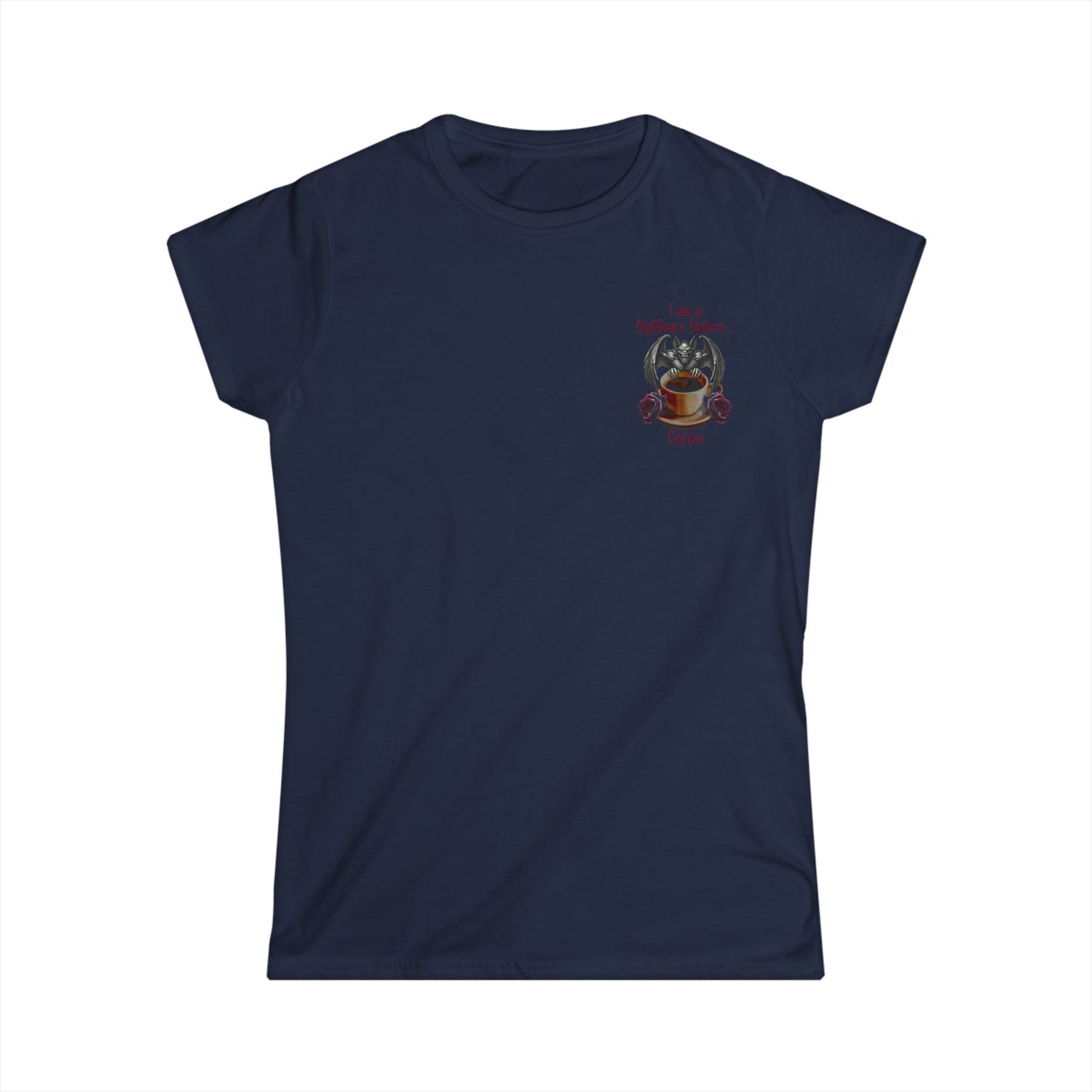 Female T-Shirt - Halloween - Nightmare Before Coffee (1b) Front / Back Printed