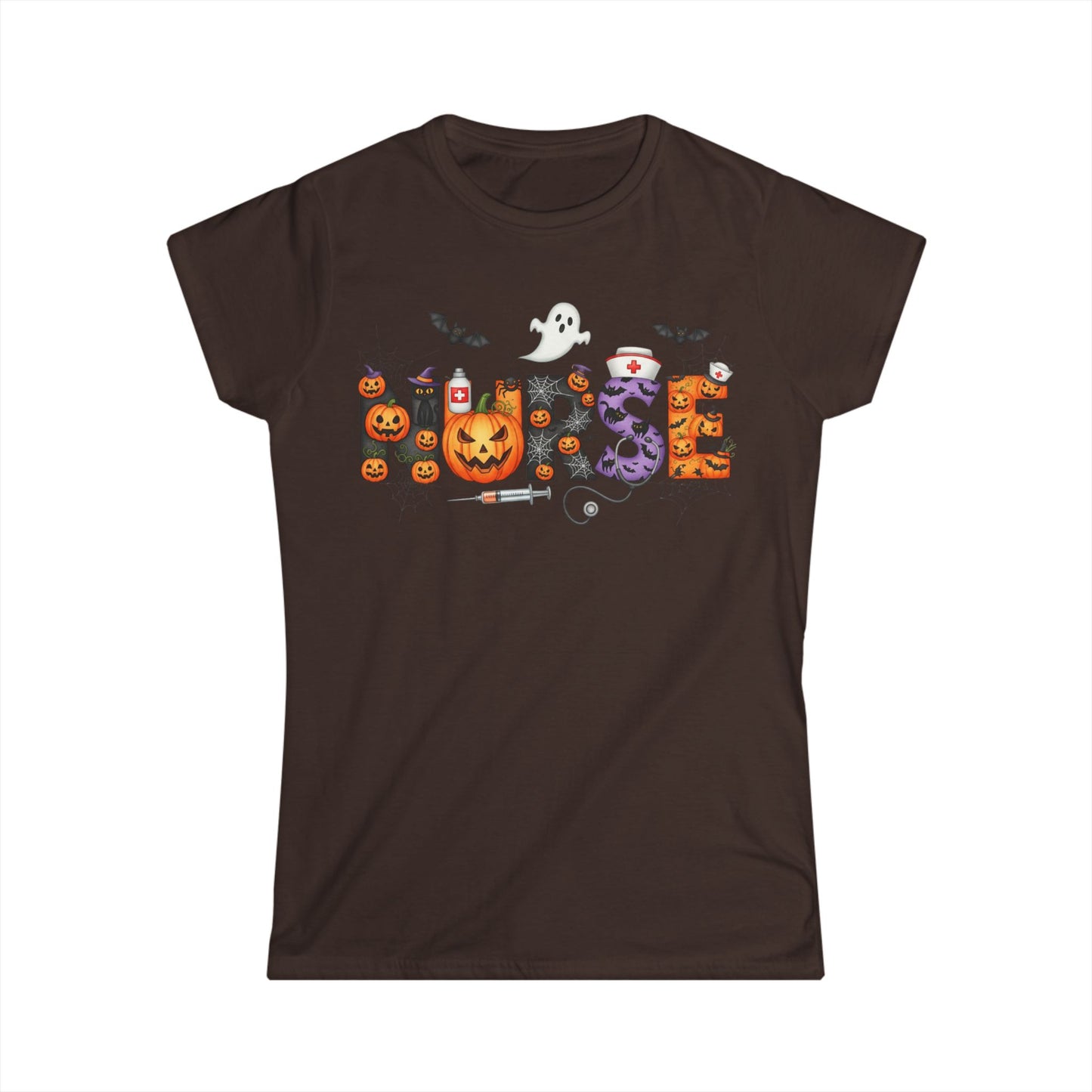 Female T-Shirt - Nurse / Halloween - Nurse w Halloween Decor (01a)
