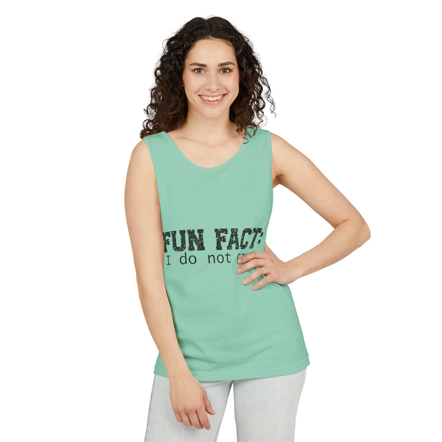 Unisex Tank Top - Funny - Fun Fact: I Do Not Care - Black Writing