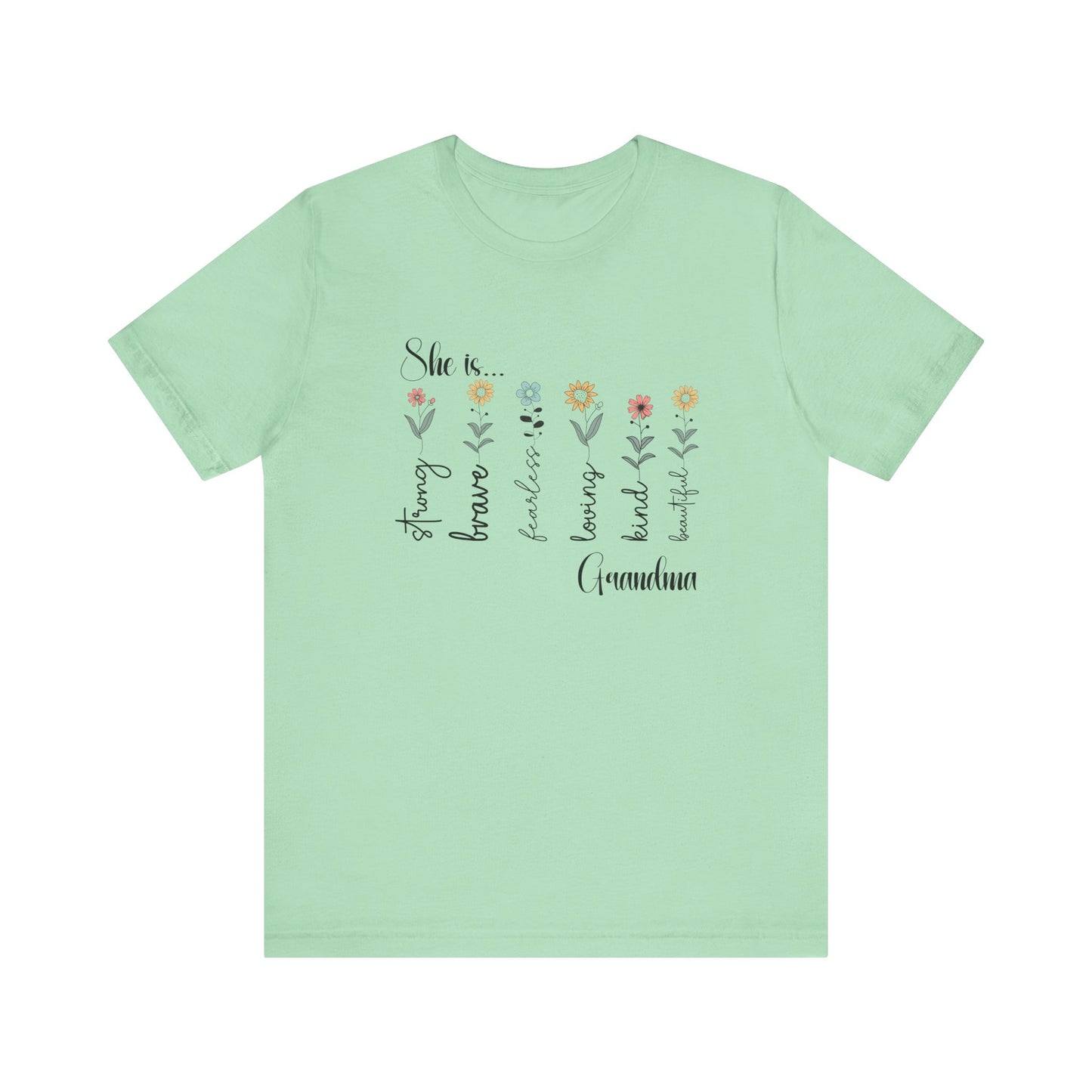 T-Shirt - Family / Grandma - Strong, Brave, Beautiful Floral Design (1)