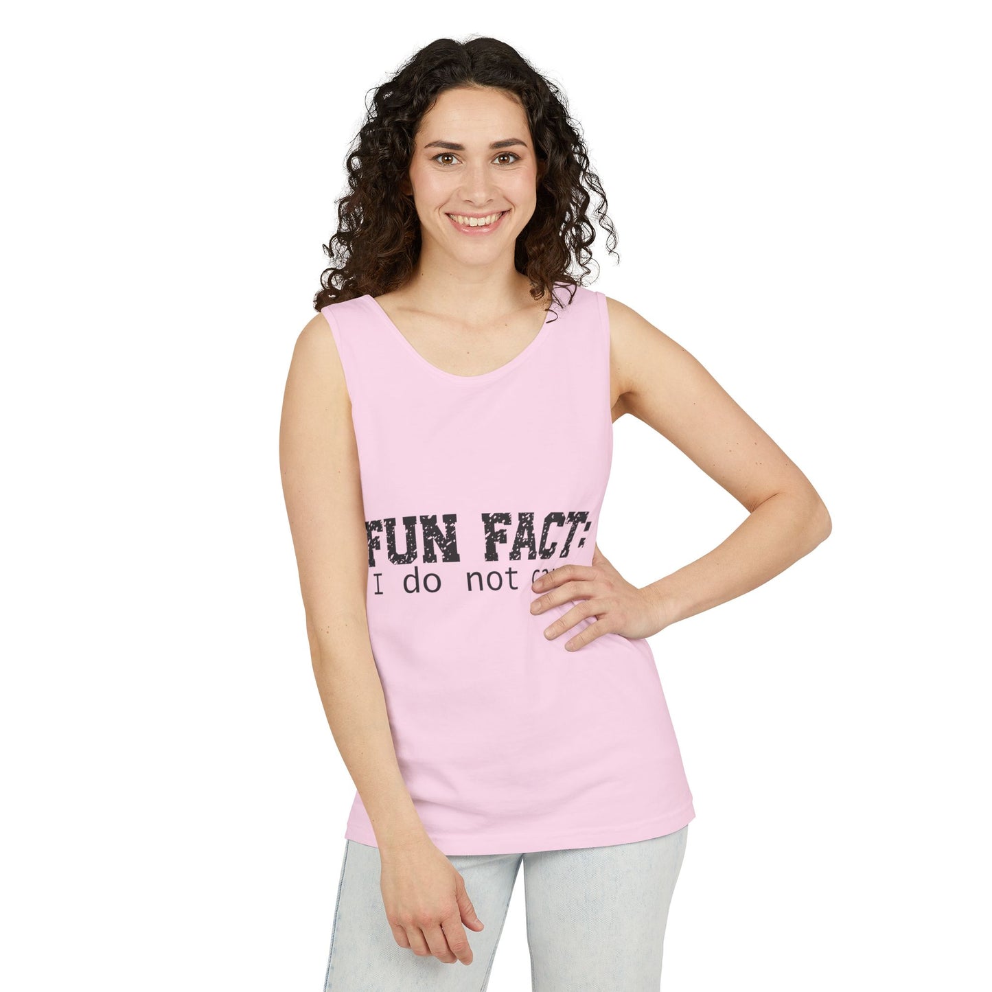 Unisex Tank Top - Funny - Fun Fact: I Do Not Care - Black Writing