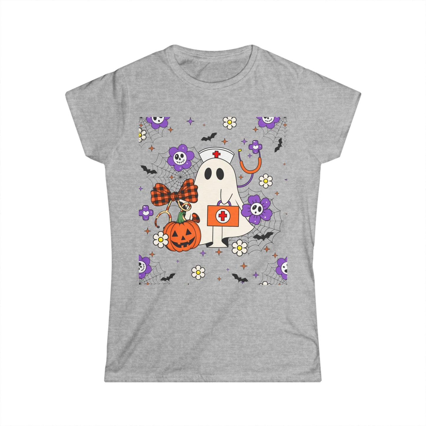 Female T-Shirt -Medical / Halloween Ghost with Medical Stuff (01a)