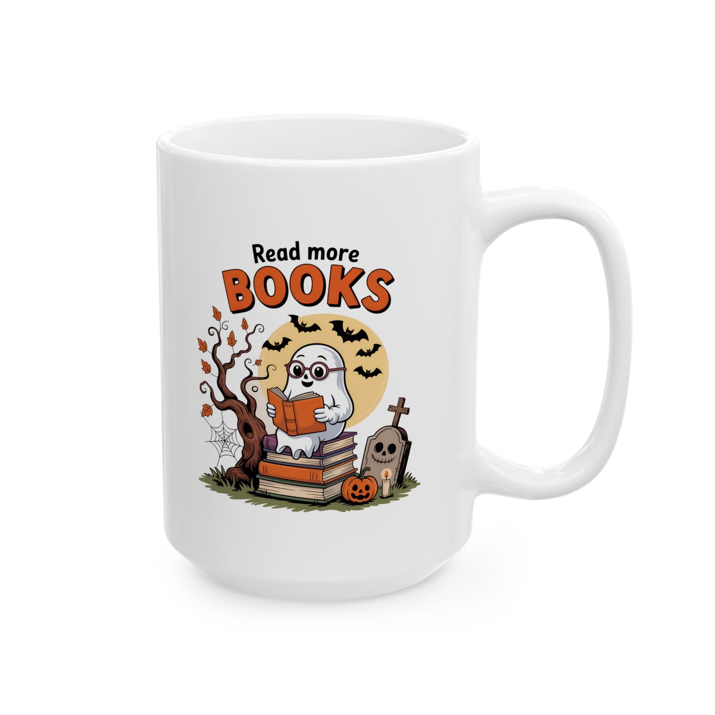 Ceramic Mug - Teacher / Halloween - Read More Books (01a)