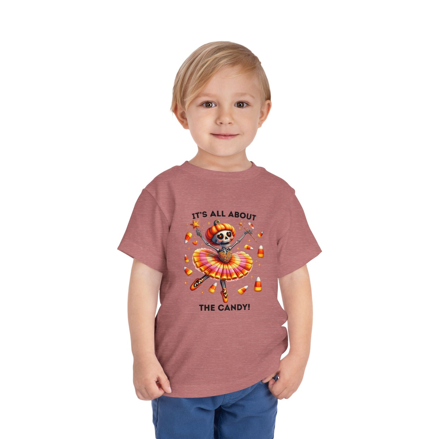 Toddler Tee - Halloween / Ballet Skeleton - It's all about the Candy! (01a)