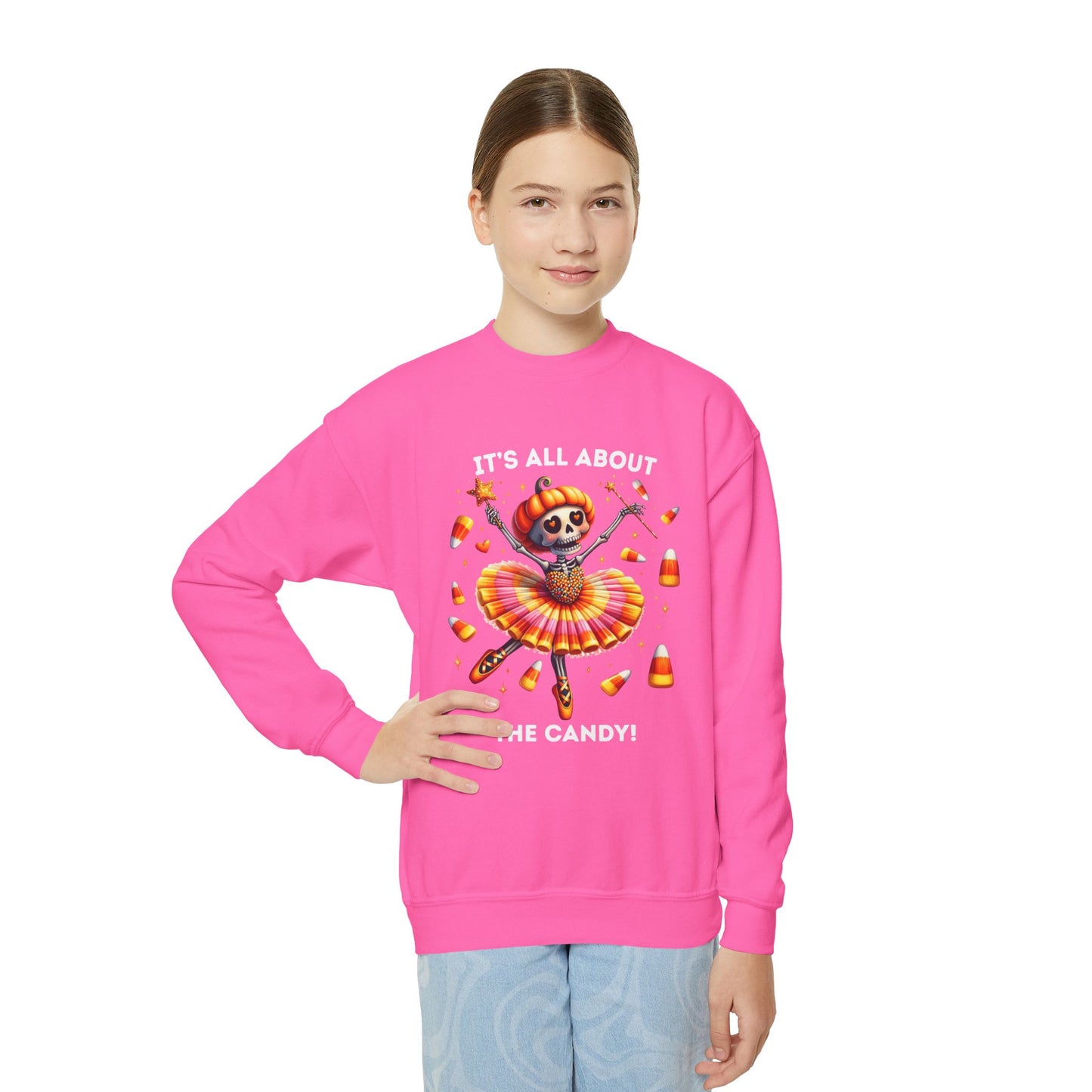 Child Sweatshirt - Halloween / Ballet Skeleton - It's all about the Candy! (01a)