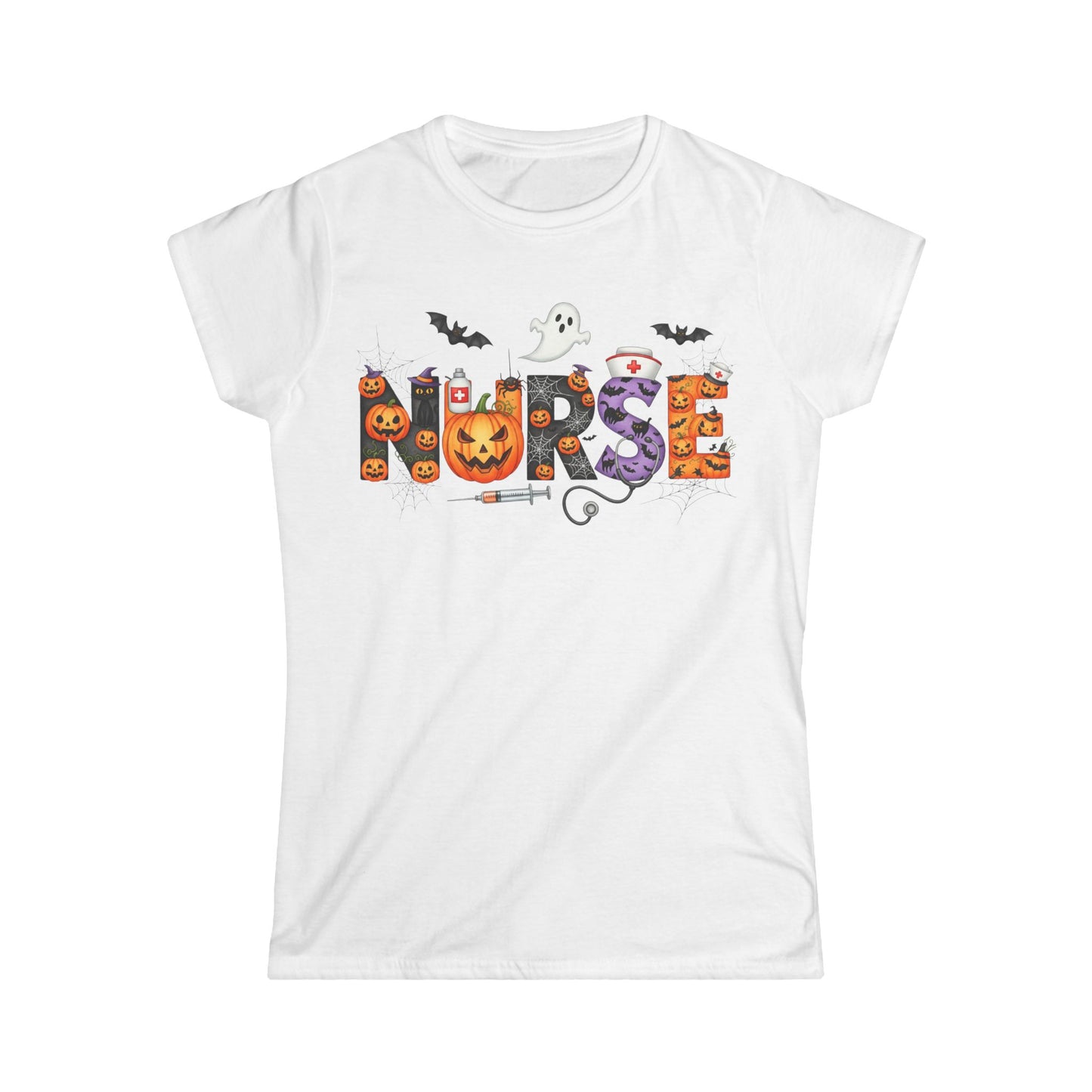 Female T-Shirt - Nurse / Halloween - Nurse w Halloween Decor (01a)