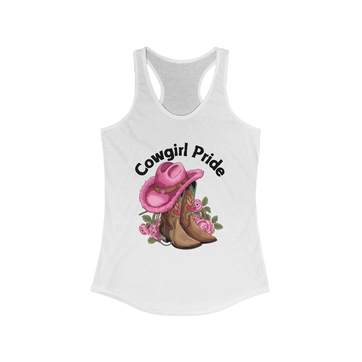 Female Tank Top - Cowgirl Pride (1) - Razor Back - Black Writing