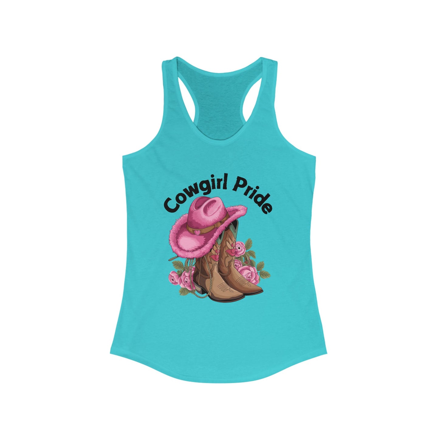 Female Tank Top - Cowgirl Pride (1) - Razor Back - Black Writing