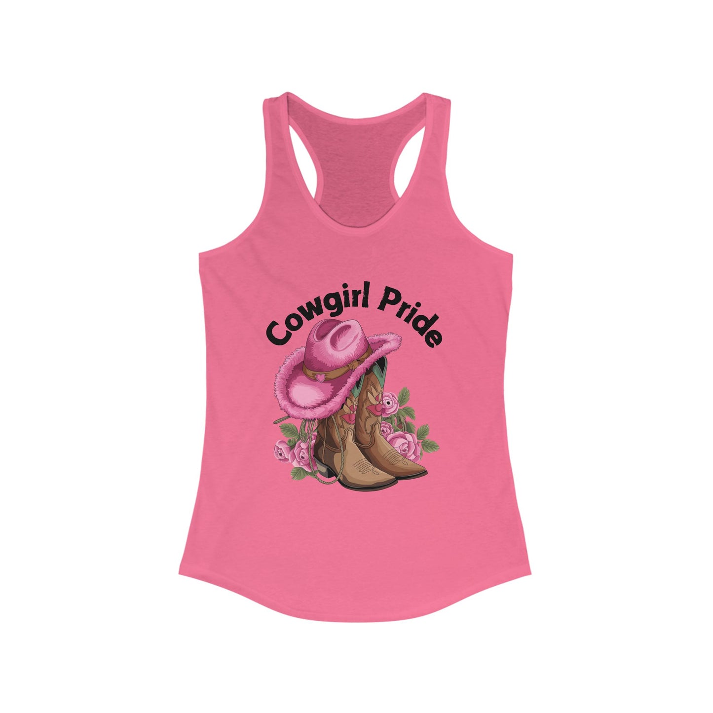 Female Tank Top - Cowgirl Pride (1) - Razor Back - Black Writing