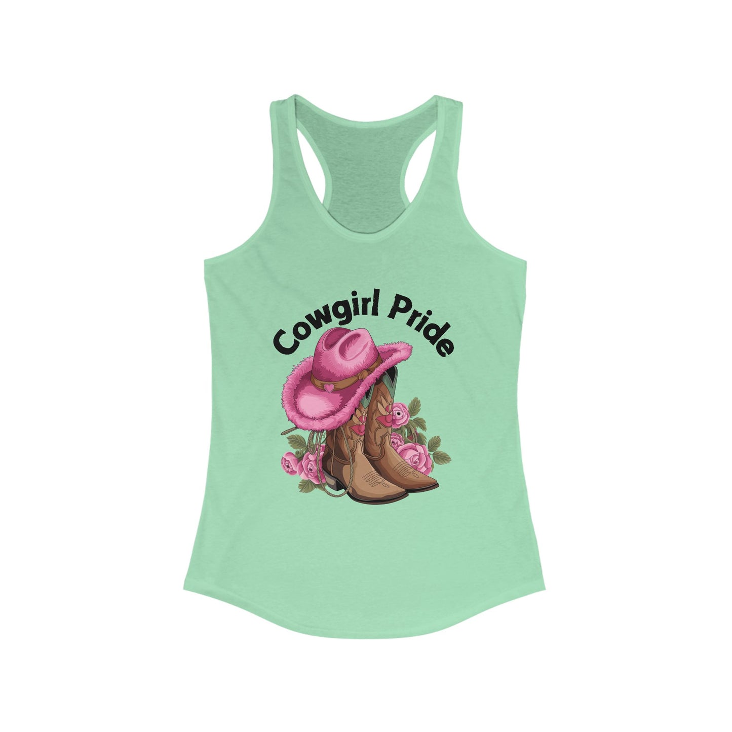 Female Tank Top - Cowgirl Pride (1) - Razor Back - Black Writing