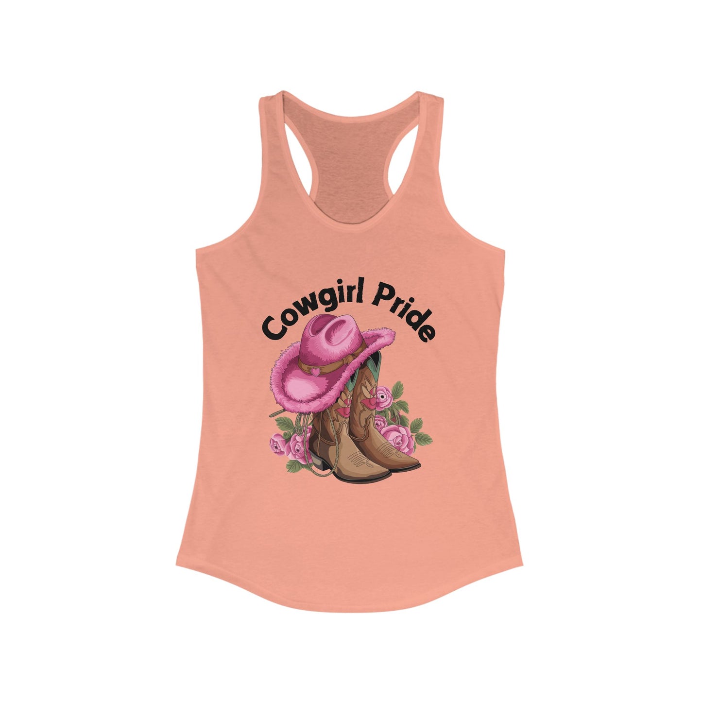Female Tank Top - Cowgirl Pride (1) - Razor Back - Black Writing