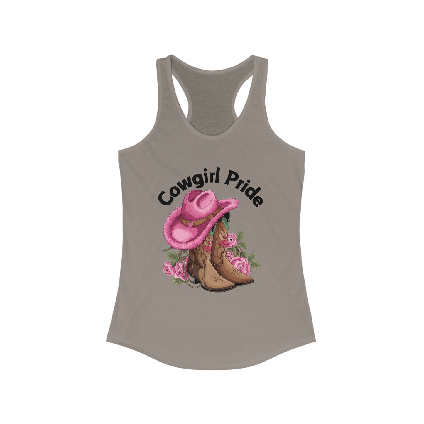 Female Tank Top - Cowgirl Pride (1) - Razor Back - Black Writing