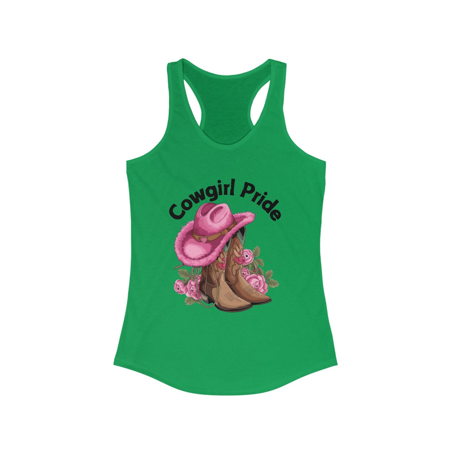 Female Tank Top - Cowgirl Pride (1) - Razor Back - Black Writing