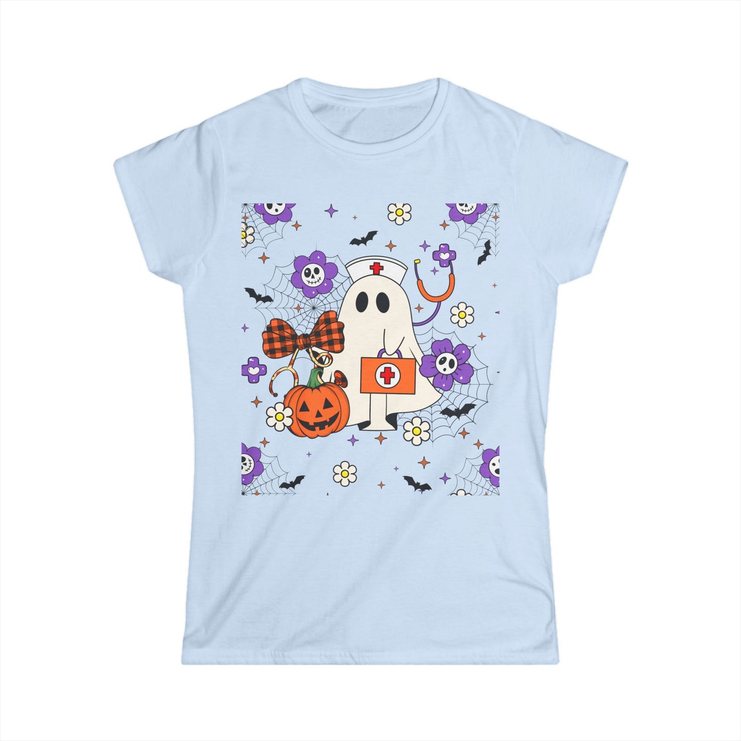 Female T-Shirt -Medical / Halloween Ghost with Medical Stuff (01a)