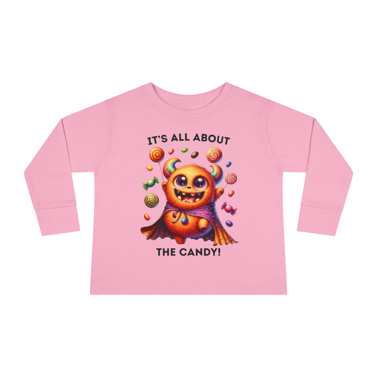 Toddler LS Tee - Halloween / Monster - It's all about the Candy! (01a)