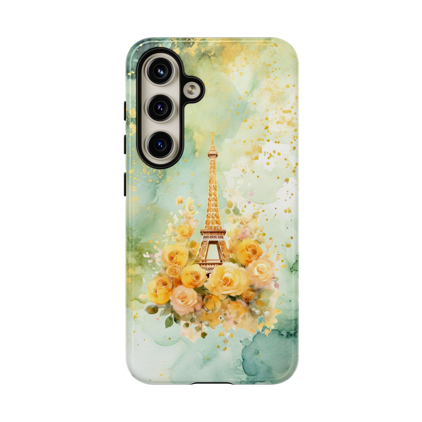 Tough Cell Phone Case - Paris - Eiffel Tower with Yellow Roses (1)