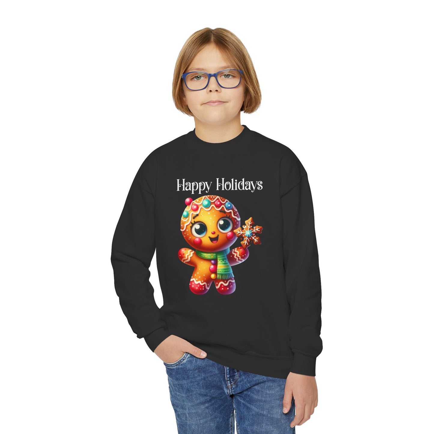 Child Sweatshirt - Christmas - Gingerbread - Happy Holidays (03a)