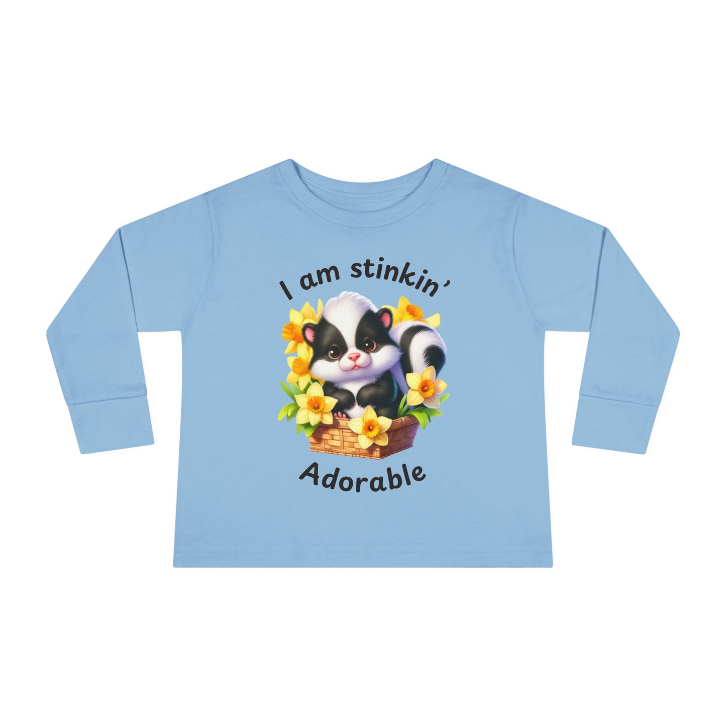 Toddler Long Sleeve Tee - Stinkin' Adorable with Skunk (1)